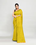 Piyari Fashion Handspun Cotton Lemon Handloom Saree With Blouse | Grocsy