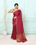 Piyari Fashion Women's Maroon Handloom Linen Sequin Saree With Blouse | Grocsy