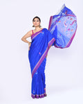 Piyari Fashion Women's Royal Blue Embellished Matka Silk Jamdani Saree | Grocsy