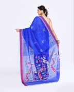 Piyari Fashion Women's Royal Blue Embellished Matka Silk Jamdani Saree | Grocsy