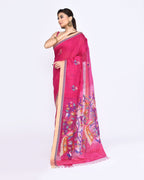 Piyari Fashion Women's Rani Pink Embellished Matka Silk Jamdani Saree | Grocsy