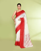 Piyari Fashion Women's Off White Embellished Matka Silk Jamdani Saree | Grocsy