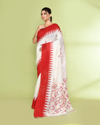 Piyari Fashion Women's Off White Embellished Matka Silk Jamdani Saree | Grocsy