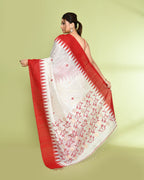 Piyari Fashion Women's Off White Embellished Matka Silk Jamdani Saree | Grocsy