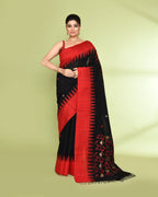 Piyari Fashion Women's Black Embellished Matka Silk Jamdani Saree | Grocsy