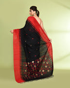 Piyari Fashion Women's Black Embellished Matka Silk Jamdani Saree | Grocsy