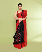 Piyari Fashion Women's Black Embellished Matka Silk Jamdani Saree | Grocsy