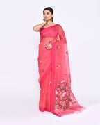 Piyari Fashion Women's Pink Embellished Silk Jamdani Saree | Grocsy