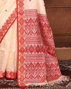 Piyari Fashion Off White Tussar Silk Saree With Blouse Piece | Grocsy