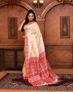 Piyari Fashion Off White Tussar Silk Saree With Blouse Piece | Grocsy