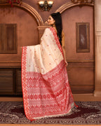 Piyari Fashion Off White Tussar Silk Saree With Blouse Piece | Grocsy
