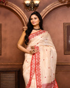 Piyari Fashion Off White Tussar Silk Saree With Blouse Piece | Grocsy