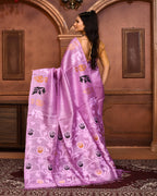 Piyari Fashion Purple Tussar Silk Jamdani Saree With Blouse Piece | Grocsy