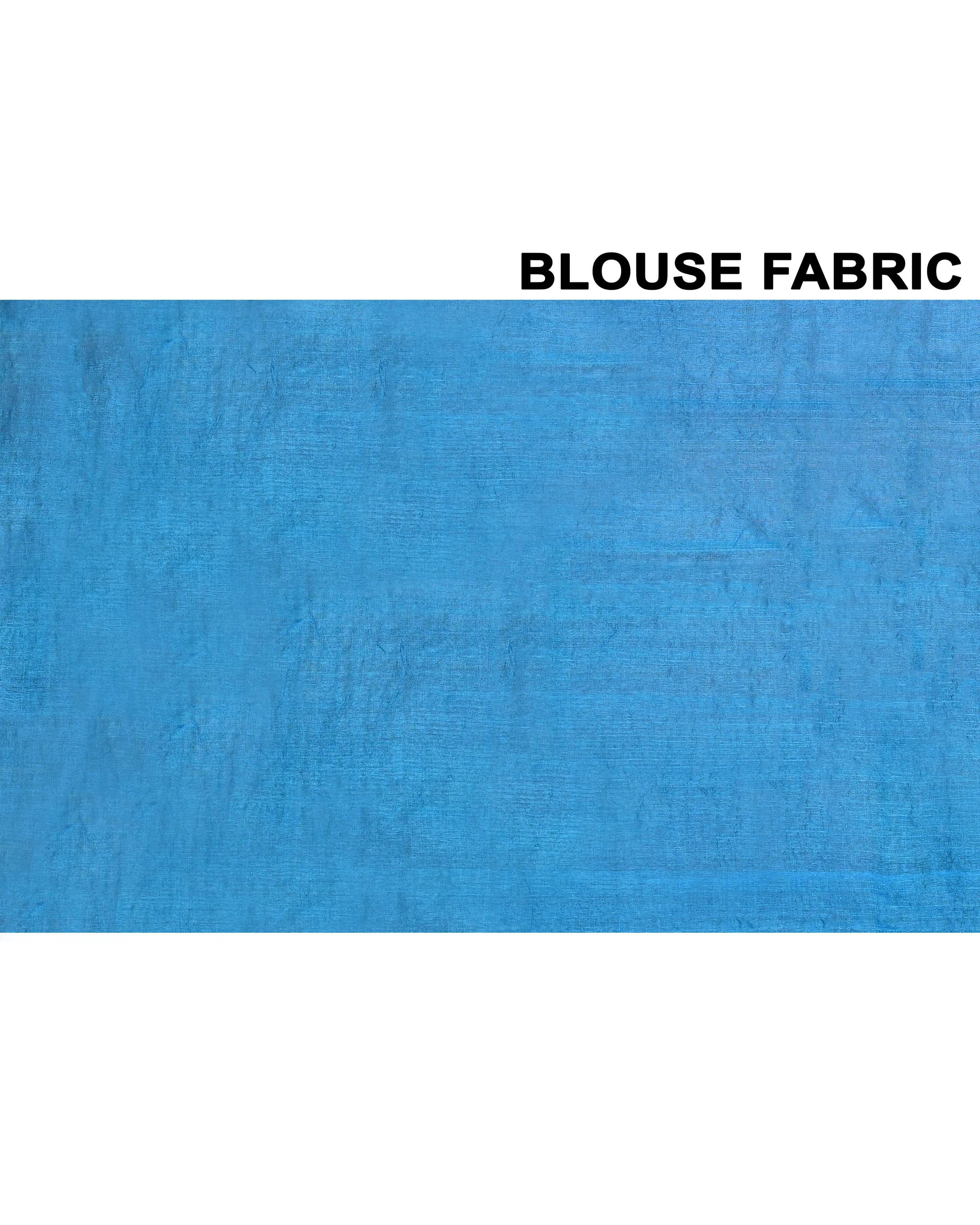Piyari Fashion Turquoise Blue Tussar Silk Jamdani Saree With Blouse Piece | Grocsy