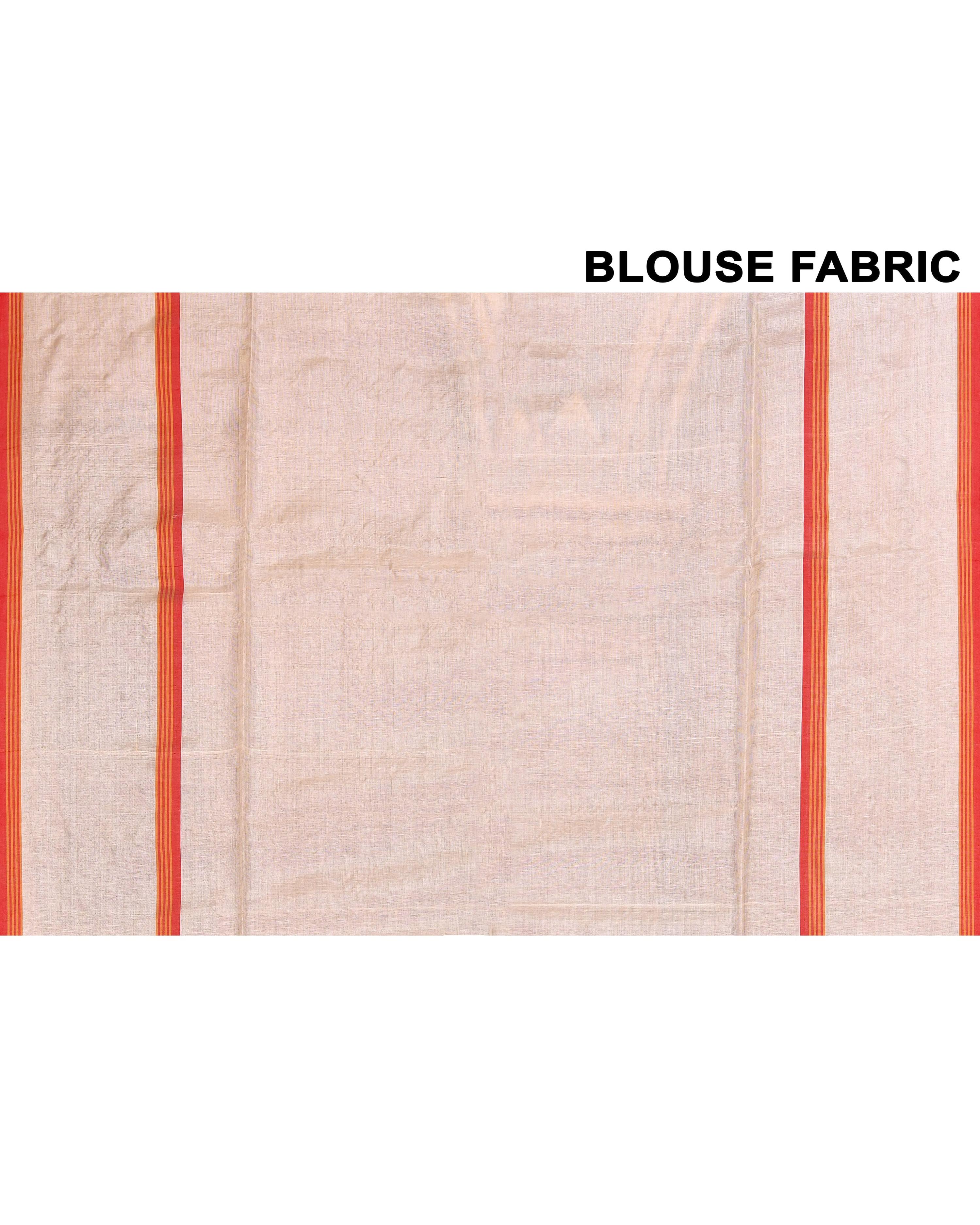 Piyari Fashion Off White Tussar Silk Jamdani Saree With Blouse Piece | Grocsy