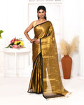 Piyari Fashion Women's Gold Dual Tone Organic Tissue Saree With Blouse Piece | Grocsy