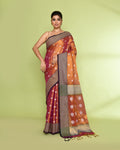 Piyari Fashion Women's Gold Magenta Zari Cotton Tissue Jamdani Saree | Grocsy