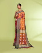 Piyari Fashion Women's Gold Magenta Zari Cotton Tissue Jamdani Saree | Grocsy
