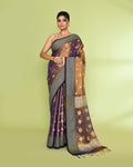 Piyari Fashion Women's Gold Blue Zari Cotton Tissue Jamdani Saree | Grocsy