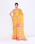 Piyari Fashion Women's Yellow Zari Cotton Tissue Jamdani Saree | Grocsy