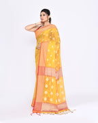 Piyari Fashion Women's Yellow Zari Cotton Tissue Jamdani Saree | Grocsy