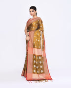 Piyari Fashion Women's Golden Zari Cotton Tissue Jamdani Saree | Grocsy