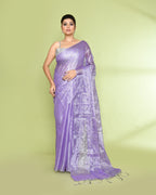 Piyari Fashion Women's Lavender Zari Cotton Tissue Sequin Saree | Grocsy