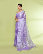Piyari Fashion Women's Lavender Zari Cotton Tissue Sequin Saree | Grocsy