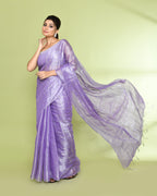 Piyari Fashion Women's Lavender Zari Cotton Tissue Sequin Saree | Grocsy