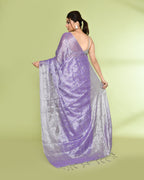 Piyari Fashion Women's Lavender Zari Cotton Tissue Sequin Saree | Grocsy