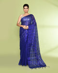 Piyari Fashion Women's Blue Zari Cotton Tissue Sequin Saree | Grocsy