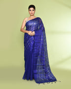 Piyari Fashion Women's Blue Zari Cotton Tissue Sequin Saree | Grocsy