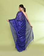Piyari Fashion Women's Blue Zari Cotton Tissue Sequin Saree | Grocsy
