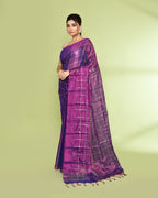 Piyari Fashion Women's Violet Zari Cotton Tissue Sequin Saree | Grocsy