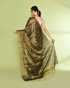 Piyari Fashion Women's Golden Zari Cotton Tissue Sequin Saree | Grocsy