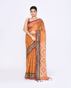 Piyari Fashion Women's Gold Zari Cotton Tissue Jamdani Saree | Grocsy