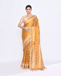Piyari Fashion Women's Gold Zari Cotton Tissue Jamdani Saree | Grocsy