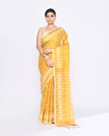 Piyari Fashion Women's Yellow Zari Cotton Tissue Jamdani Saree | Grocsy
