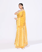 Piyari Fashion Women's Yellow Zari Cotton Tissue Jamdani Saree | Grocsy