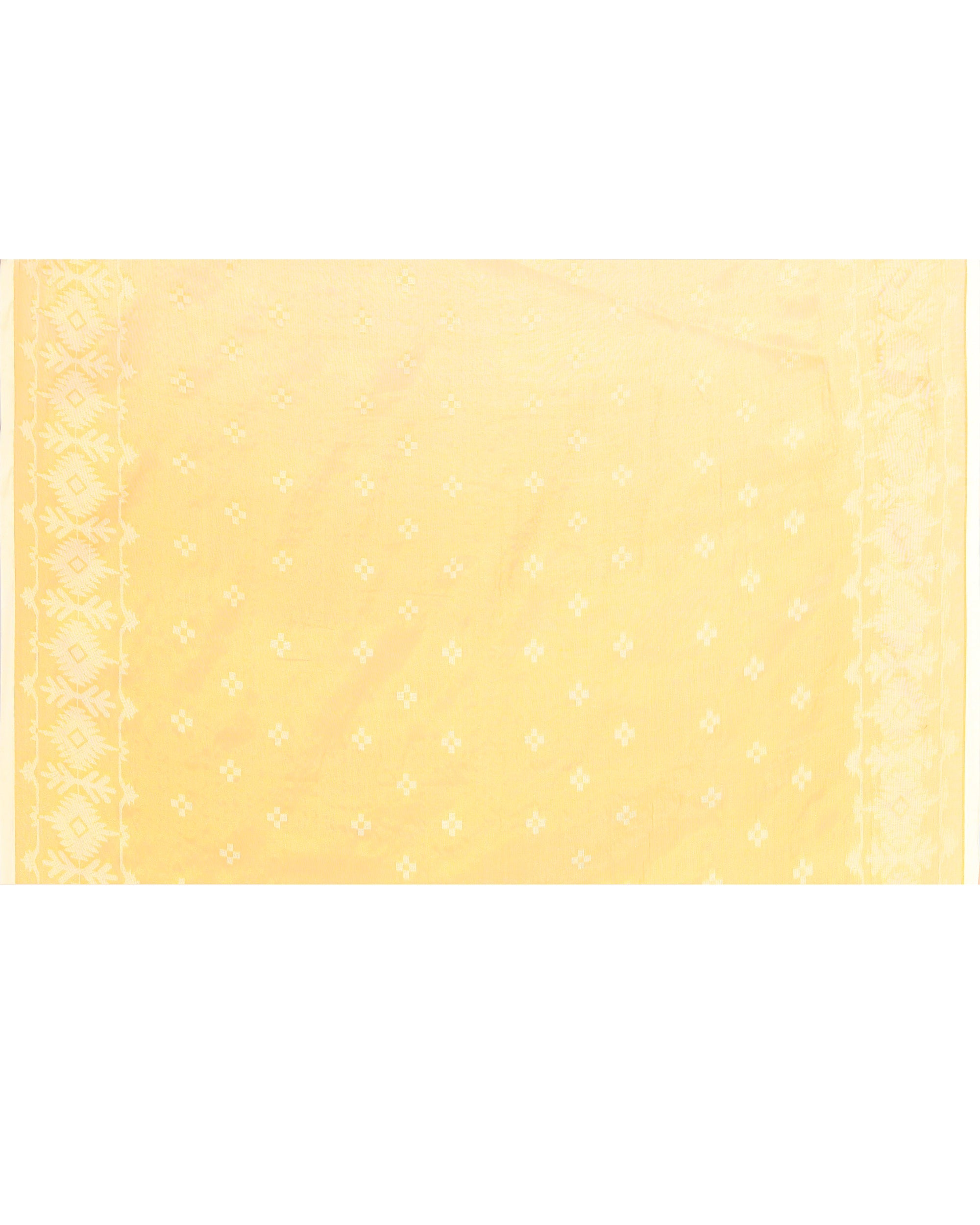 Piyari Fashion Women's Yellow Zari Cotton Tissue Jamdani Saree | Grocsy