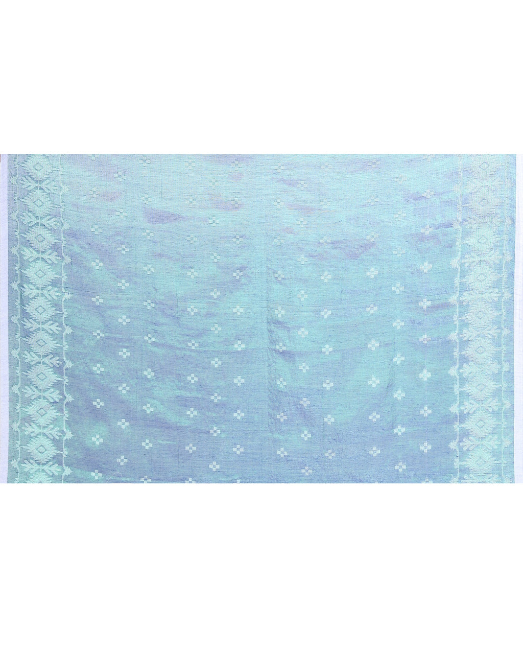 Piyari Fashion Women's Blue Green Zari Cotton Tissue Jamdani Saree | Grocsy