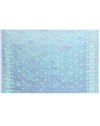 Piyari Fashion Women's Blue Green Zari Cotton Tissue Jamdani Saree | Grocsy