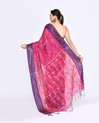 Piyari Fashion Women's Pink Zari Cotton Tissue Jamdani Saree | Grocsy
