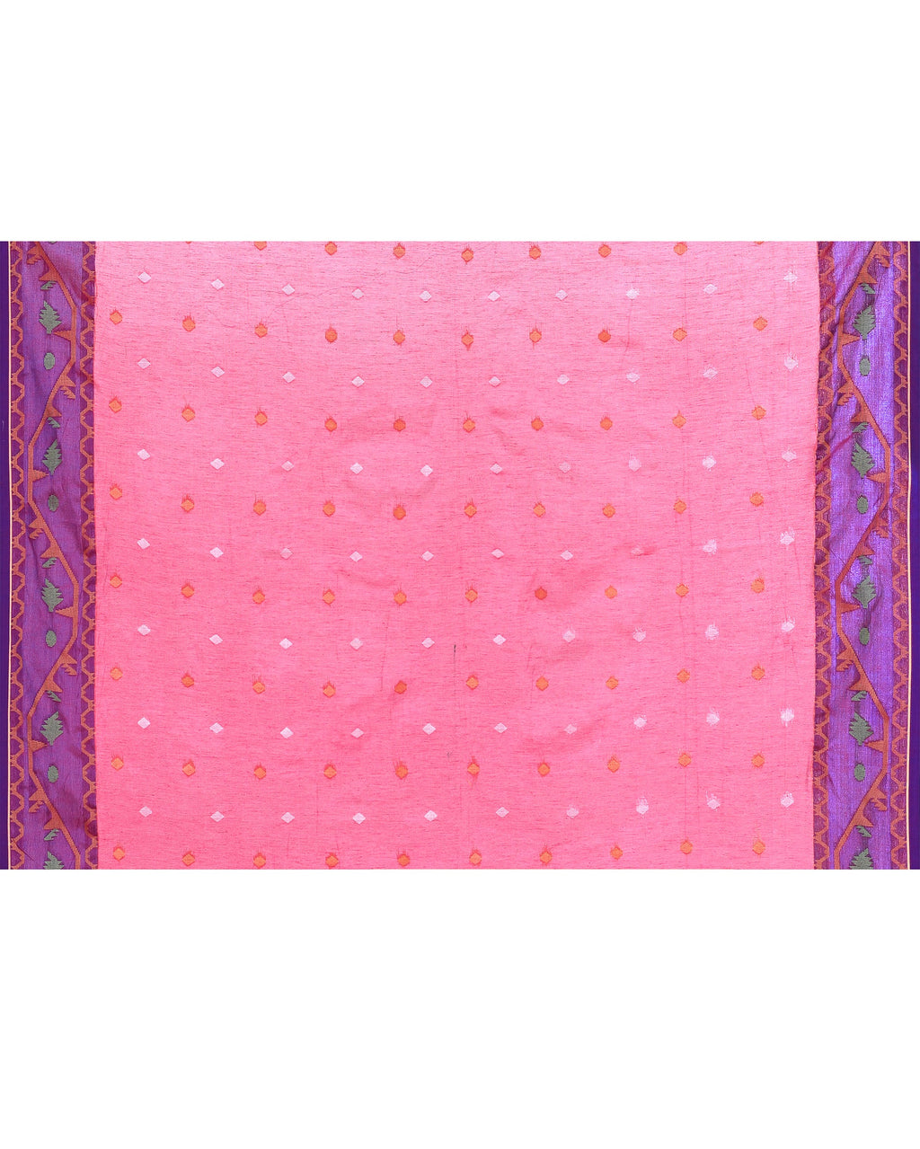 Piyari Fashion Women's Pink Zari Cotton Tissue Jamdani Saree | Grocsy