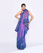 Piyari Fashion Women's Pink Blue Zari Cotton Tissue Jamdani Saree | Grocsy