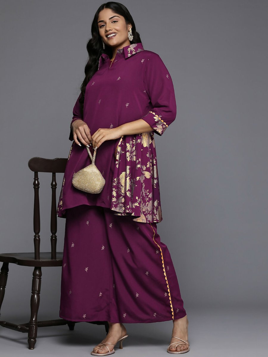 Ahalyaa Women's Traditional wear Co-ords - Purple | Grocsy
