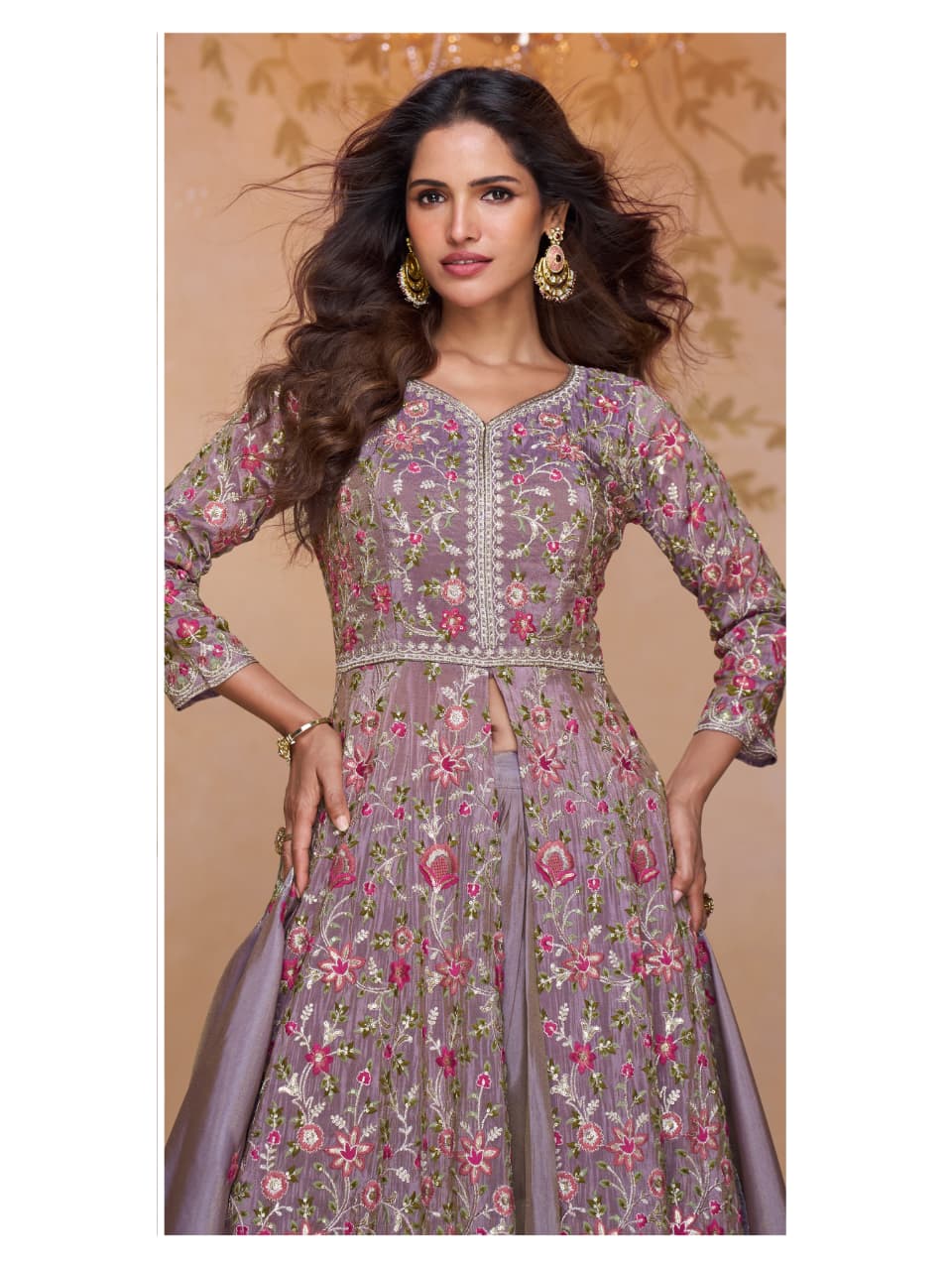 Aarshi Fashions Purple Shimmer Wedding Gowns | Grocsy