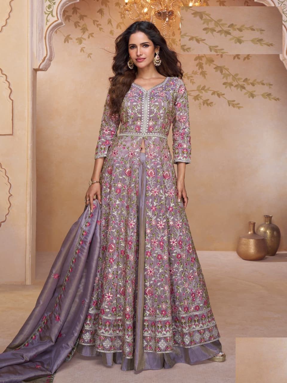 Aarshi Fashions Purple Shimmer Wedding Gowns | Grocsy