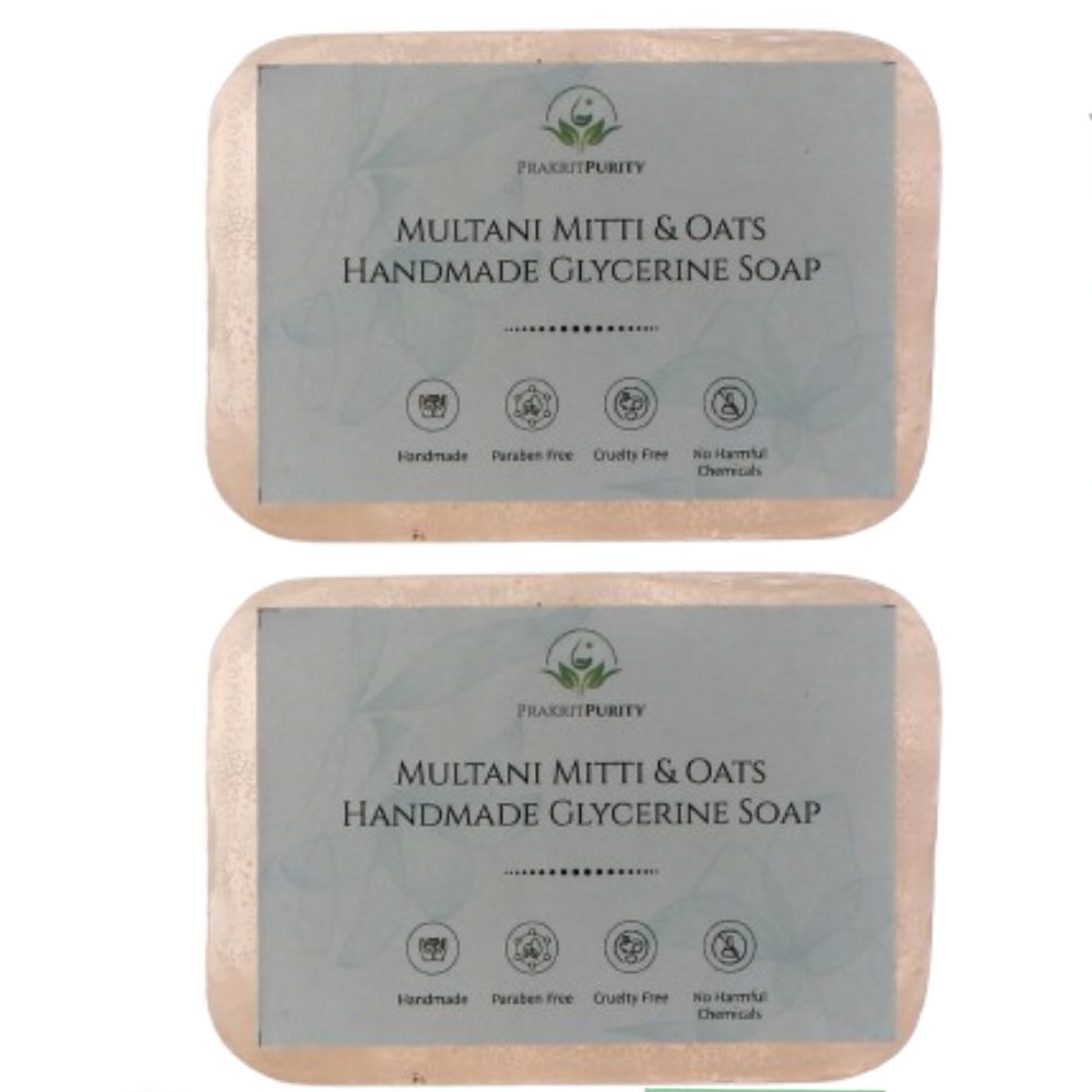 PrakritPurity Multani Mitti & Oats Handmade Glycerine Soap | Grocsy