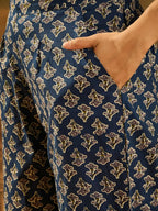 Joban Fashion Printed Navy Blue Pure Cotton Kurta Set | Grocsy